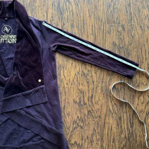Adrienne Vittadini Cardigan Open Shawl Sweater Purple Velour Womens Size Medium - Picture 8 of 13